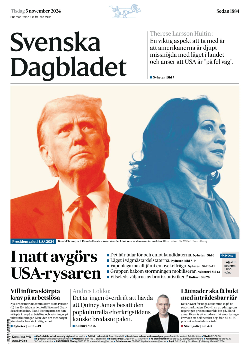 Prima-pagina-Svenska Dagbladet-edizione-di-oggi-20241105